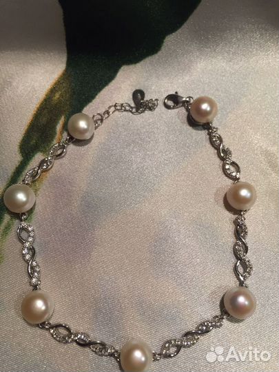Серебряный браслет с жемчугом
