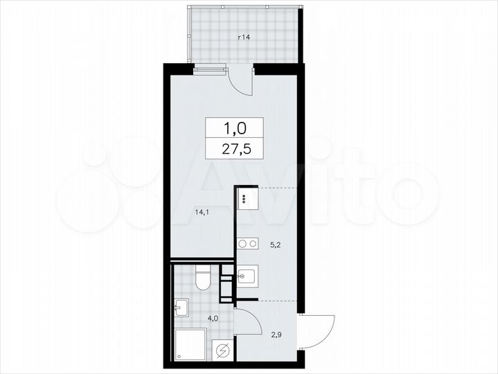 Квартира-студия, 27,5 м², 11/11 эт.