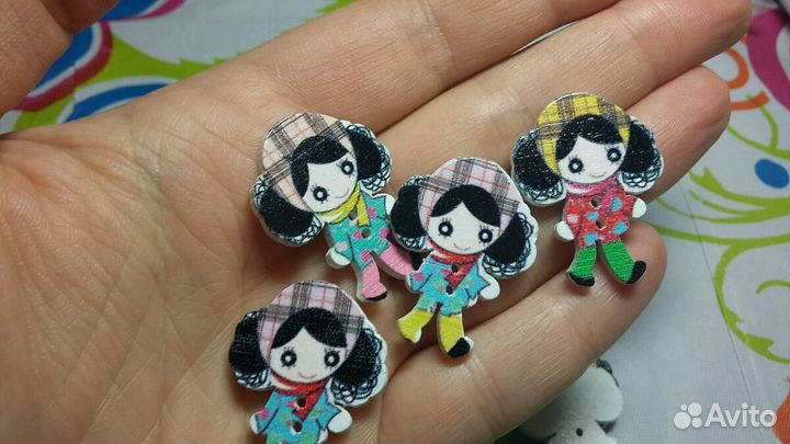 Пуговицы деревянные Девочки
