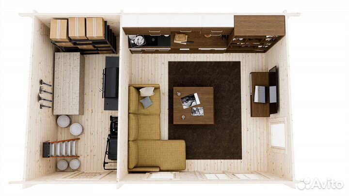 Садовый дом из бруса 21 м² 4х6 м