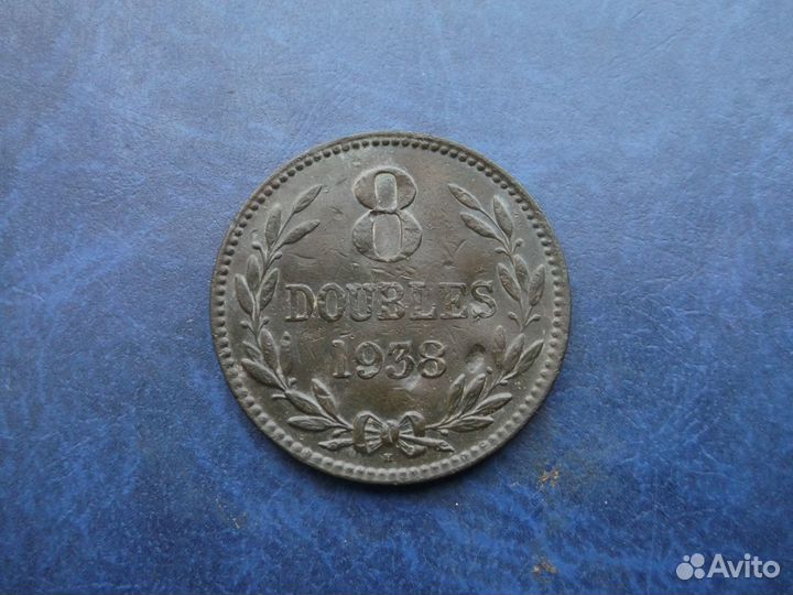 Монета 8 doubles(Дублей) 1938 года. Редкая