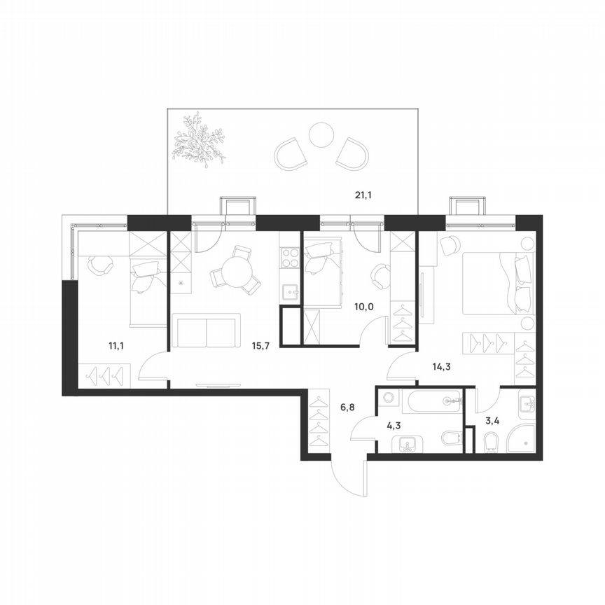 3-к. квартира, 71,9 м², 2/17 эт.