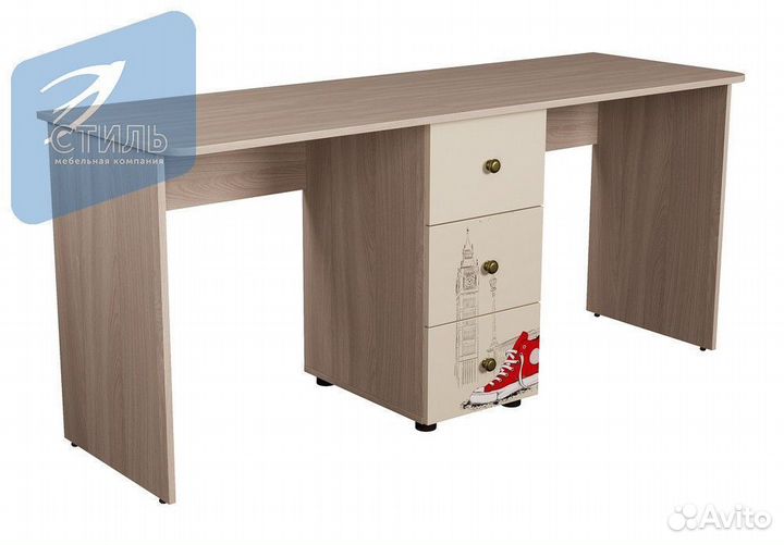 Мийа-3 Стол письменный двухместный Бежевая ф.п Ло