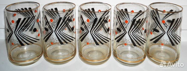 Стаканы позолота стекло,цв.стекло Германия гдр