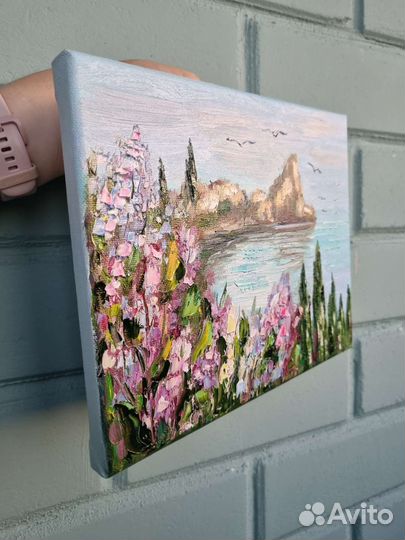 Картина маслом морской пейзаж Гурзуф Крым море