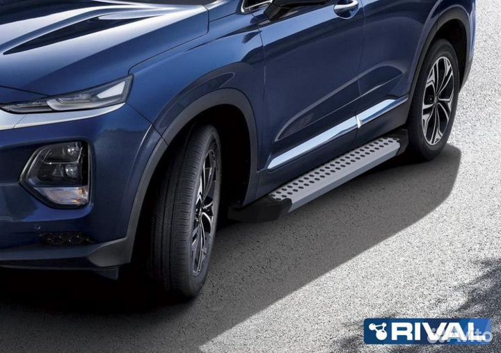 Пороги-подножки Hyundai Santa Fe 2018-2021 Bmw-Sty