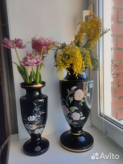 2 вазы из богемского стекла