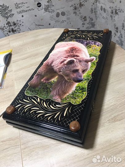 Нарды большие ручной работы со стеклом