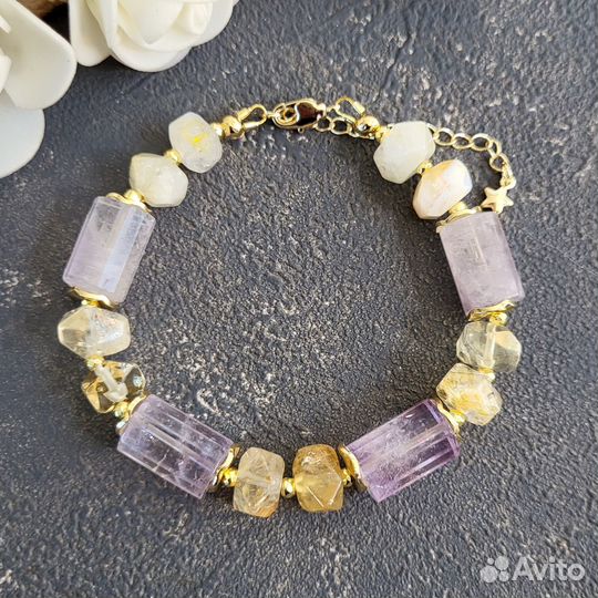 Браслет из аметиста цитрина натуральных камней укр