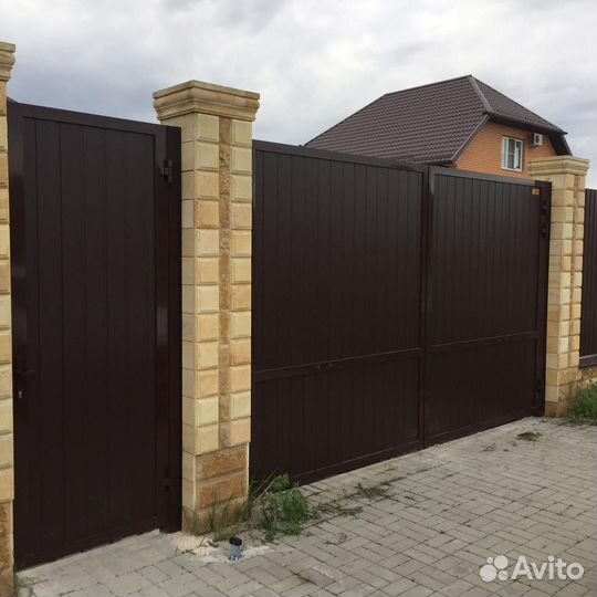 Распашные ворота под ключ устан-ка до 72 ч