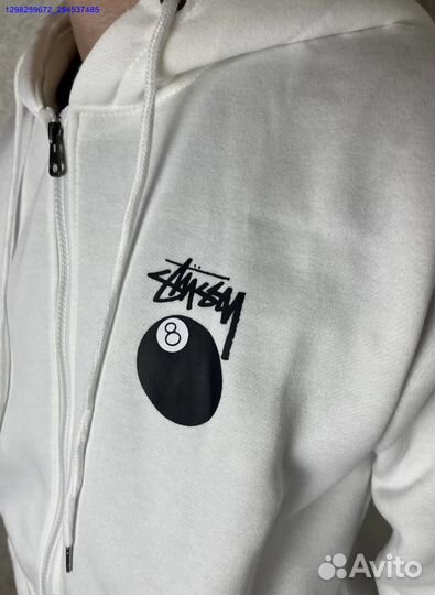 Зип худи Stussy белое (Арт.69690)