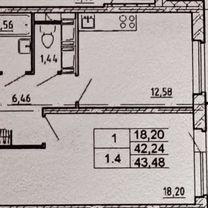 1-к. квартира, 43,5 м², 12/19 эт.