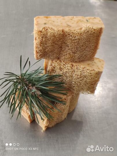 Туалетное натуральное мыло-мочалка с календулой