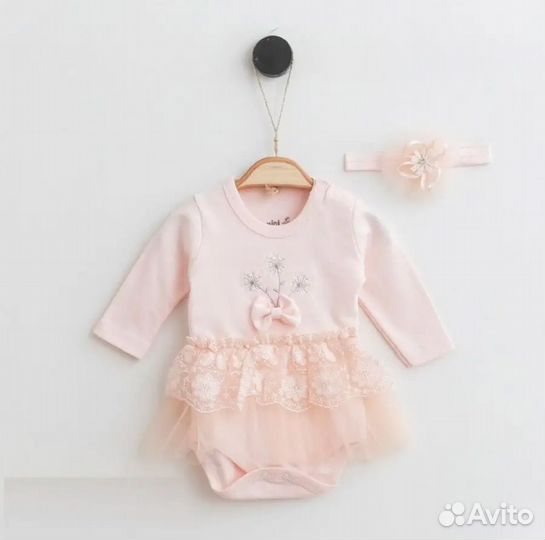 Нарядное боди-платье для девочки на рост 74 см