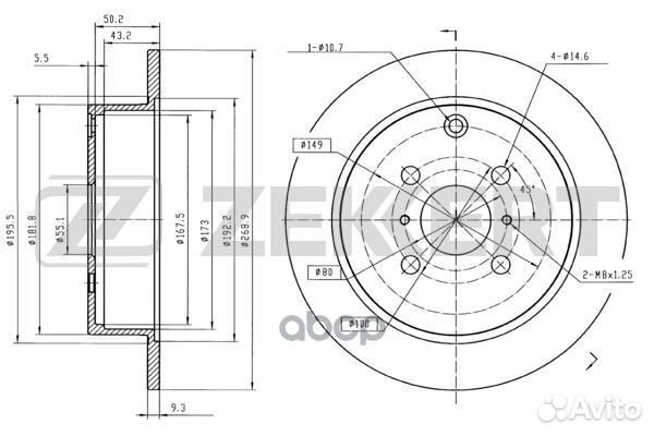 Диск торм. зад. Toyota Corolla (E120) 01- Coro