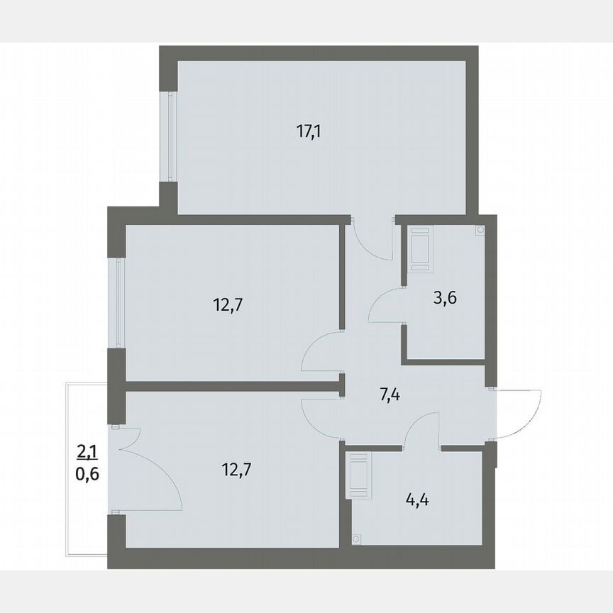 2-к. квартира, 58,5 м², 6/6 эт.