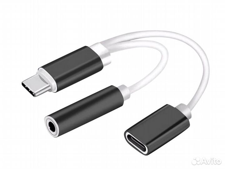 Аукс с Зарядкой Type-c 2 в 1 в машину