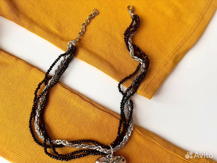 Колье с сердцем серебряное