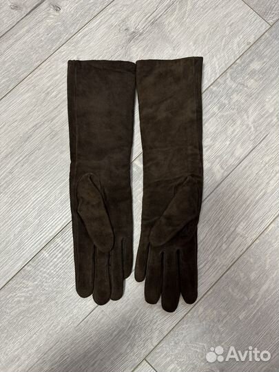 Перчатки женские замшевые коричневые