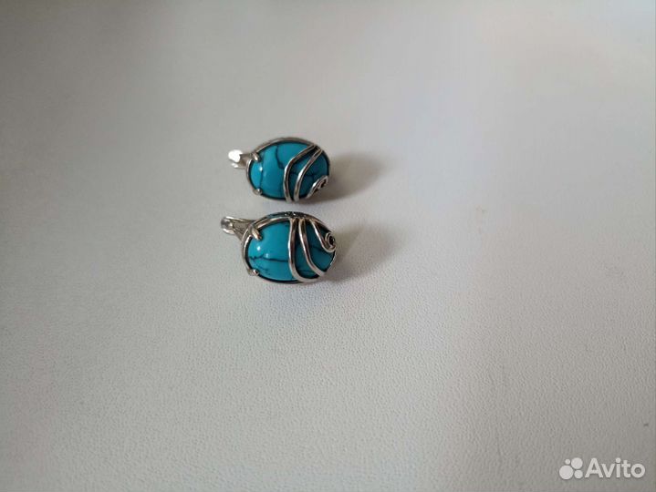 Серьги серебряные с самоцветами