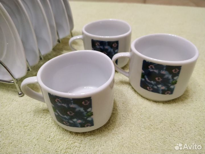 Набор кофейных чашек на подставке на 6 персон