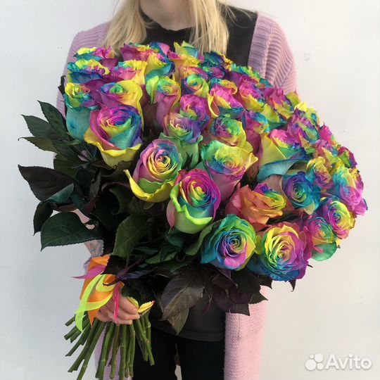 Радужная розы цветная роза