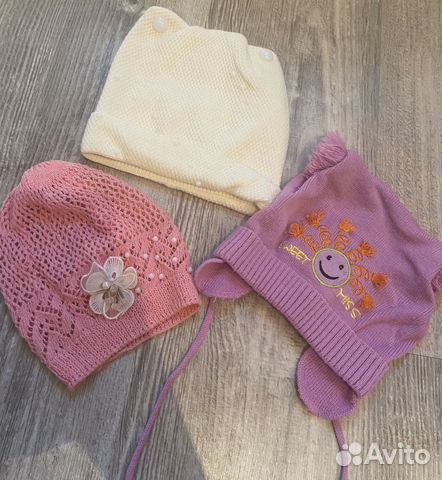 Шапочки на девочку 1-2 г