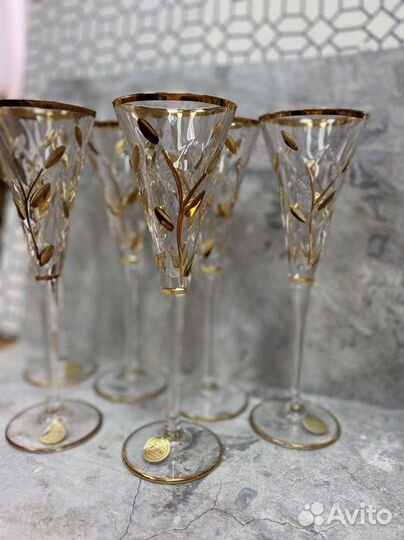 Бокалы фужеры для шампанского Италия хрусталь
