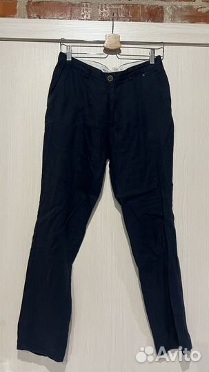 Брюки из льна синие мужские