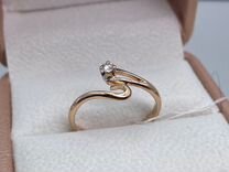 Золотое кольцо с бриллиантом 0.08 ct., р.18