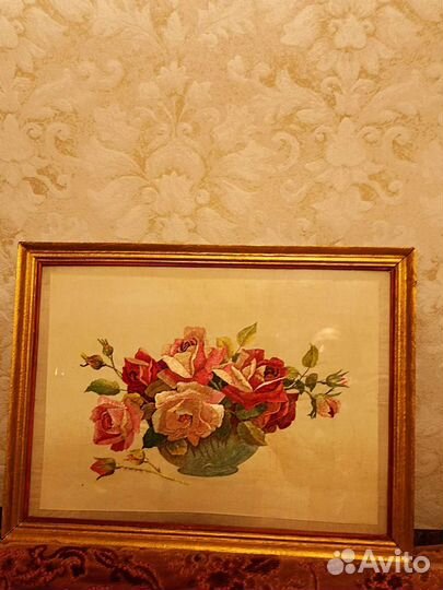 Картина вышивка гладью шёлк 50-е годы