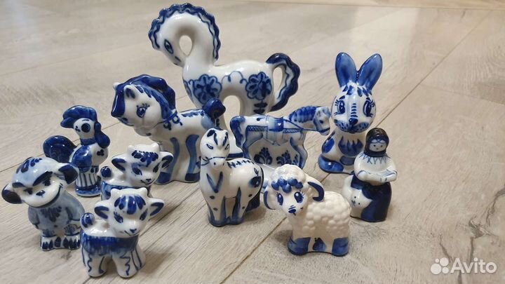 Гжель посуда фигурки