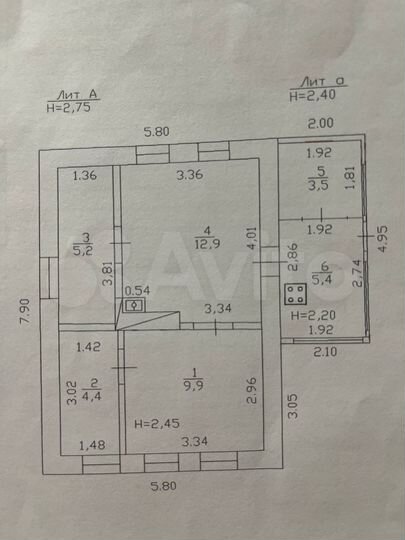 Дом 41,3 м² на участке 9,6 сот.