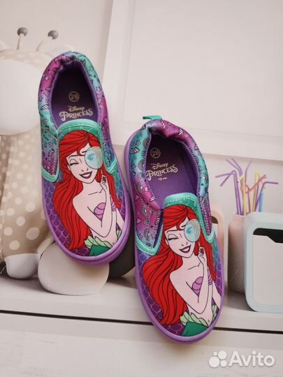 Слипоны кеды тапки для девочки Русалочка Ариэль