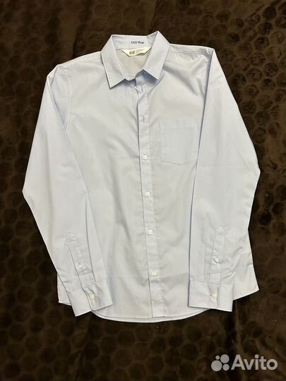 Рубашка H&M на мальчика 158, голубая