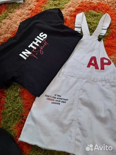 Gulliver для девочки 128, сарафан+футболка