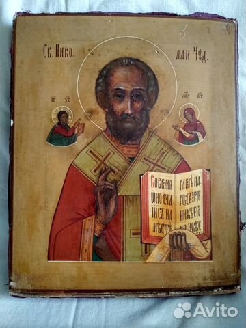 Старинная икона Николай Чудотворец