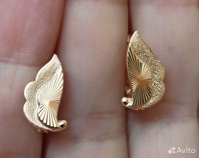Золотые серьги СССР 3.53гр алмазная грань