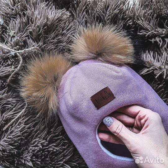 Зимний шлем/шапка с помпонами