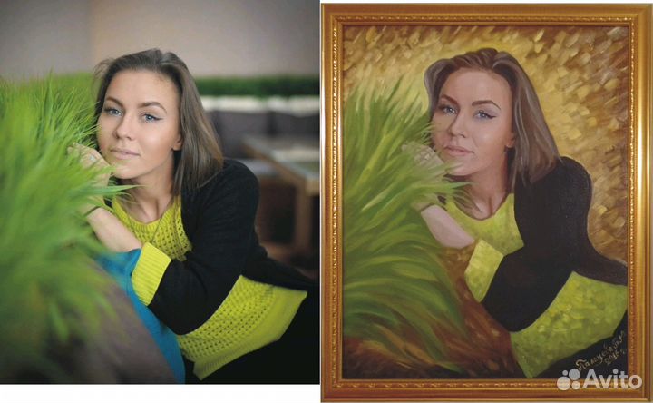 Портрет маслом и карандашом по фото