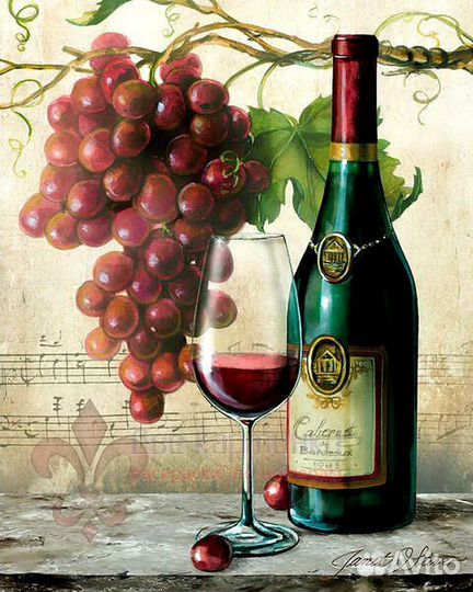 Картина по номерам 40x50 Крепкое красное вино и ви