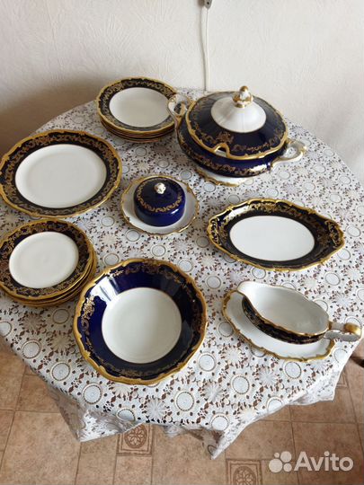 Столовый сервиз Кобальт Weimar ГДР