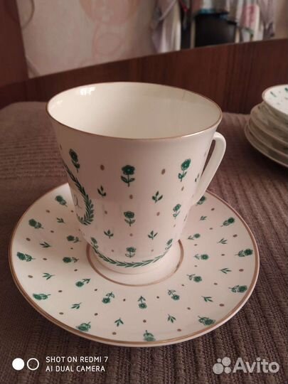 Кофейные чашки фарфор, деколь, золочение. лфз