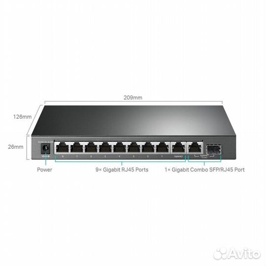 POE+ Коммутатор EasySmart TL-SG1210MPE 10Gb портов