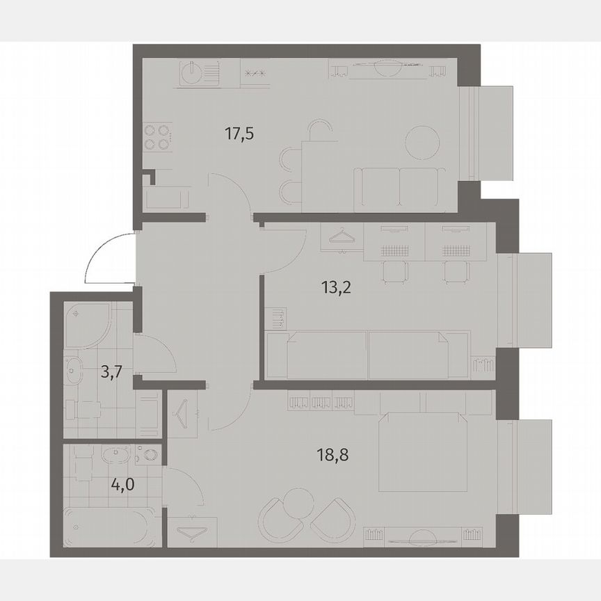 2-к. квартира, 64 м², 2/8 эт.