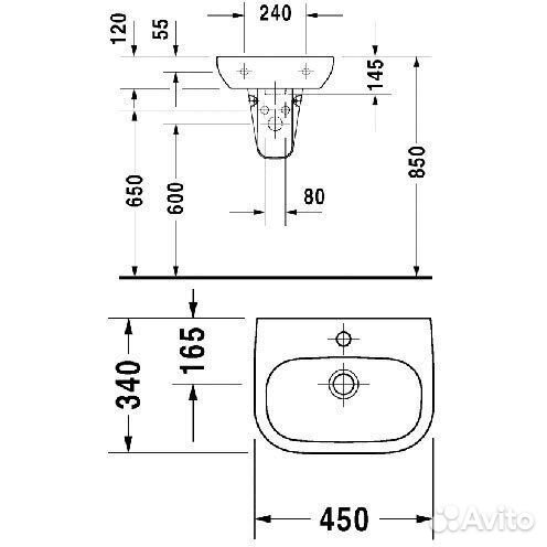 Раковина Duravit D-Code 45x34 07054500002