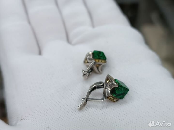 Винтажные Серьги Jenavi Малахит Серебрение Женави
