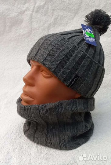 Мужские зимние комплекты шапка+снуд