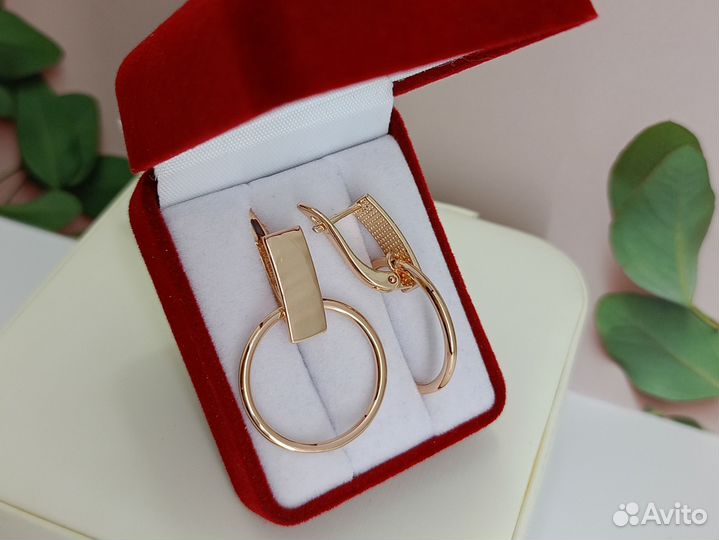 Серьги круглые позолоченные