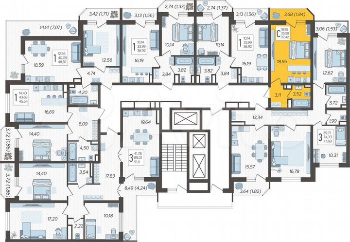 Квартира-студия, 27,4 м², 21/25 эт.